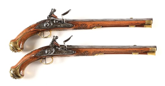 (A) PAIR OF GERMANIC FLINTLOCK HORSE PISTOLS.