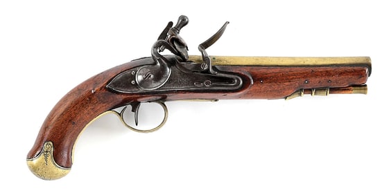 (A) LATE 18TH CENTURY PRINCE OF BOUILLON STYLE BRASS BARRELED FLINTLOCK PISTOL BY D. EGG