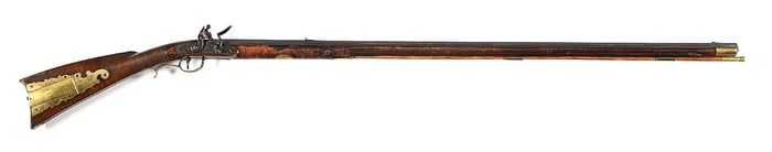 (A) FLINTLOCK KENTUCKY RIFLE ATTRIBUTED TO HAGY.