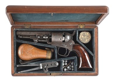 (A) LONDON COLT 1849 POCKET MODEL PERCUSSION REVOLVER IN CASE.