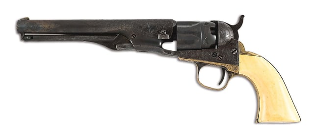 (A) ENGRAVED COLT MODEL 1862 POLICE PERCUSSION REVOLVER.