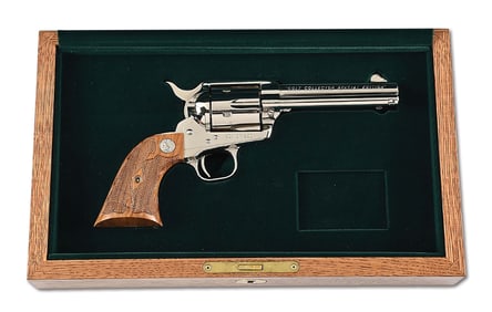 (M) SPECIAL EDITION COLT FRONTIER SIX SHOOTER SINGLE ACTION REVOLVER WITH DISPLAY CASE.