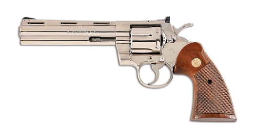 (M) NICKEL COLT PYTHON DOUBLE ACTION REVOLVER.