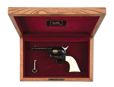 (M) TEXAS SESQUICENTENNIAL COMMEMORATIVE COLT SINGLE ACTION ARMY SHERRIF MODEL WITH OAK CASE