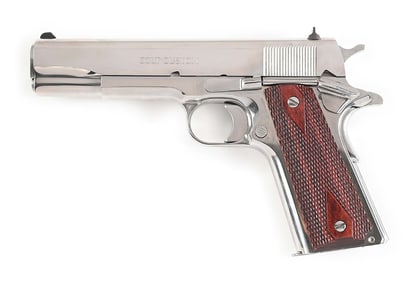 (M) COLT CUSTOM SHOP MODEL 1911A1 ELCEN NICKEL .38 SUPER SEMI-AUTOMATIC PISTOL WITH BOX.