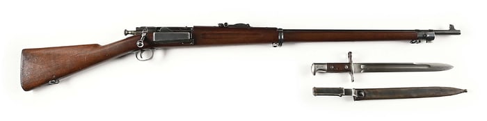 (C) US SPRINGFIELD MODEL 1898 KRAG BOLT ACTION RIFLE.