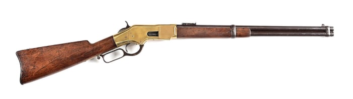 (A) WINCHESTER MODEL 1866 LEVER ACTION SADDLE RING CARBINE.