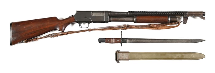 (C) WWII US STEVENS MODEL 520-30 SLIDE ACTION TRENCH SHOTGUN.