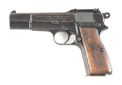 (C) FIRST YEAR FN HI-POWER 9MM SEMI-AUTOMATIC PISTOL WITH STOCK/HOLSTER (1935)