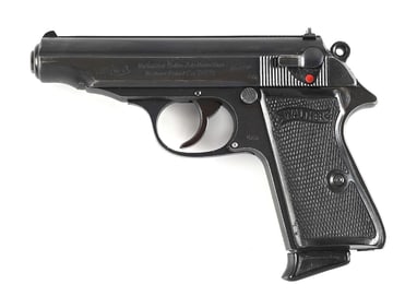 (C) NAZI PROOFED WALTHER PP SEMI AUTOMATIC PISTOL WITH HOLSTER