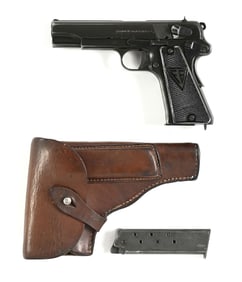 (C) NAZI OCCUPIED SLOTTED POLISH RADOM VIS 35 SEMI AUTOMATIC PISTOL WITH HOLLSTER.