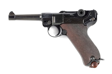 (C) DWM MODEL 1908 BULGARIAN LUGER SEMI AUTOMATIC PISTOL.
