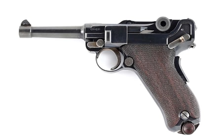 (C) 1906 AMERICAN EAGLE DWM MODEL 9MM LUGER SEMI AUTOMATIC PISTOL.