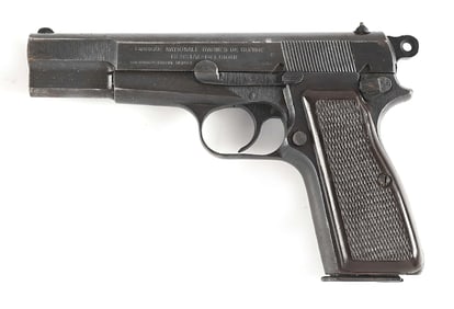 (C) WWII GERMAN OCCUPATION FN HIGH POWER SEMI-AUTOMATIC PISTOL WITH HOLSTER.