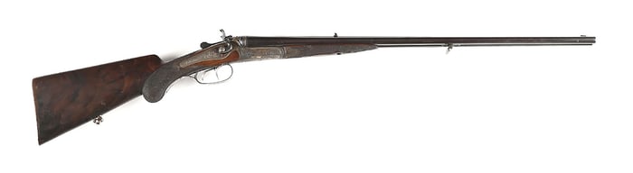 (C) PRE-WAR DREYSE SIDE BY SIDE HAMMER DOUBLE RIFLE.