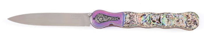 JIM SORNBERGER ANODIZED TITANIUM LINERLOCK FOLDER.