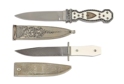 LOT OF 2: JIM SORNBERGER MINIATURE SAN FRANCISCO DAGGERS.