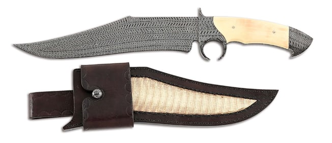 ZANDEY GONCALVES TURKISH TWIST DAMASCUS SUB-HILT FIGHTER.