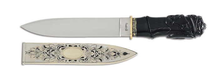 WILLIE RIGNEY ENGRAVED SAN FRANCISCO STYLE DAGGER.