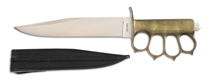 D.E. HENRY CUSTOM L.F. & C. 1918 TRENCH KNIFE.