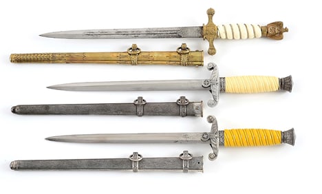 LOT OF 3: GERMAN WWII KRIEGSMARINE AND HEER DAGGERS.