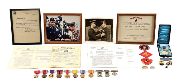 US WWII USMC SILVER LIFESAVING MEDAL GROUPING.