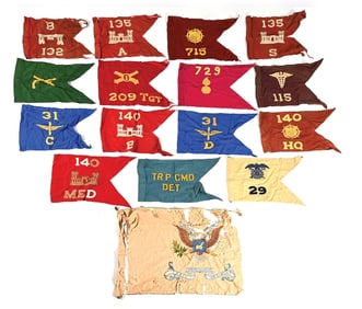 LARGE LOT OF US GUIDON FLAGS.