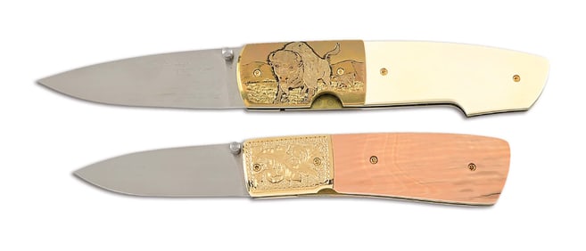 LOT OF 2: JIM SORNBERGER LINERLOCK FOLDING KNIVES.