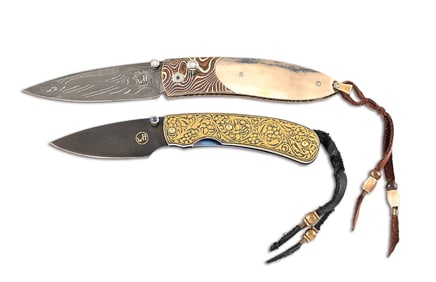LOT OF 2: WILLIAM HENRY B05-MWD DAVINCI COLLECTION AND T9 NAPOLEON FOLDING KNIVES.