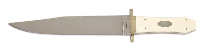 DWIGHT TOWELL IVORY COFFIN HANDLE BOWIE KNIFE.
