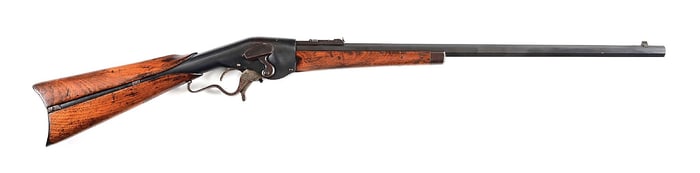 (A) SCARCE EVANS NEW MODEL LEVER ACTION SPORTING RIFLE.