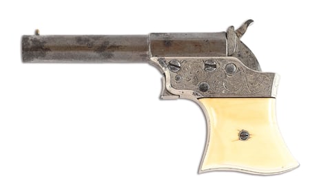 (A) ENGRAVED REMINGTON SAWHANDLE .41 RF DERRINGER.