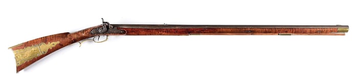 (A) INCISE CARVED PERCUSSION KENTUCKY RIFLE ATTRIBUTED TO HAGY.