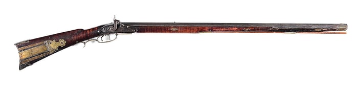 (A) PERCUSSION KENTUCKY RIFLE SIGNED HAEFFER, LANCASTER.