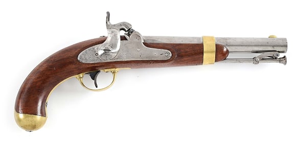 (A) HIGH CONDITION U.S. H. ASTON MODEL 1842 PERCUSSION PISTOL DATED IN 1847.