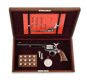 (C) COMMEMORATIVE 150TH YEAR COLT SINGLE ACTION ARMY REVOLVER COLONEL SAMUEL COLT WITH CASE.