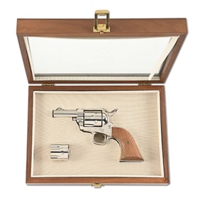 (M) 3RD GENERATION NICKEL COLT SHERIFFS MODEL SINGLE ACTION ARMY REVOLVER WITH DISPLAY CASE AND
