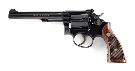 (C) SMITH & WESSON K-22 MASTERPIECE DOUBLE ACTION REVOLVER WITH GOLD BOX