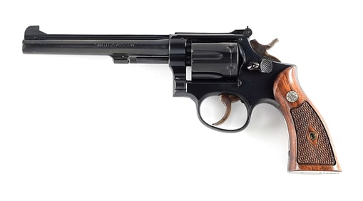 (C) SMITH & WESSON K-22 MASTERPIECE DOUBLE ACTION REVOLVER WIRH GOLD BOX