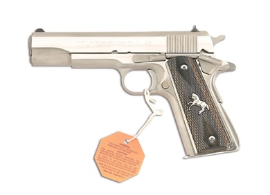 (M) COLT ROYAL STAINLESS GOVERNMENT MODEL 1911A1 .45 ACP SEMI-AUTOMATIC PISTOL WITH BOX AND SLIP.