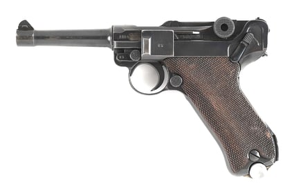 (C) MAUSER 42 CODE P.08 LUGER SEMI AUTOMATIC PISTOL (1939).