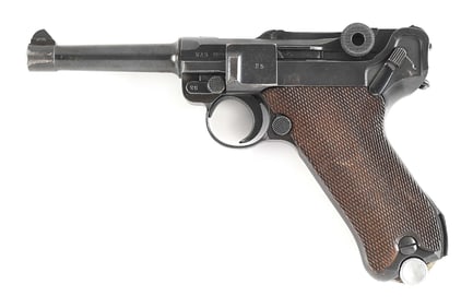 (C) MAUSER S/42 CODE P.08 LUGER SEMI AUTOMATIC PISTOL (1938).