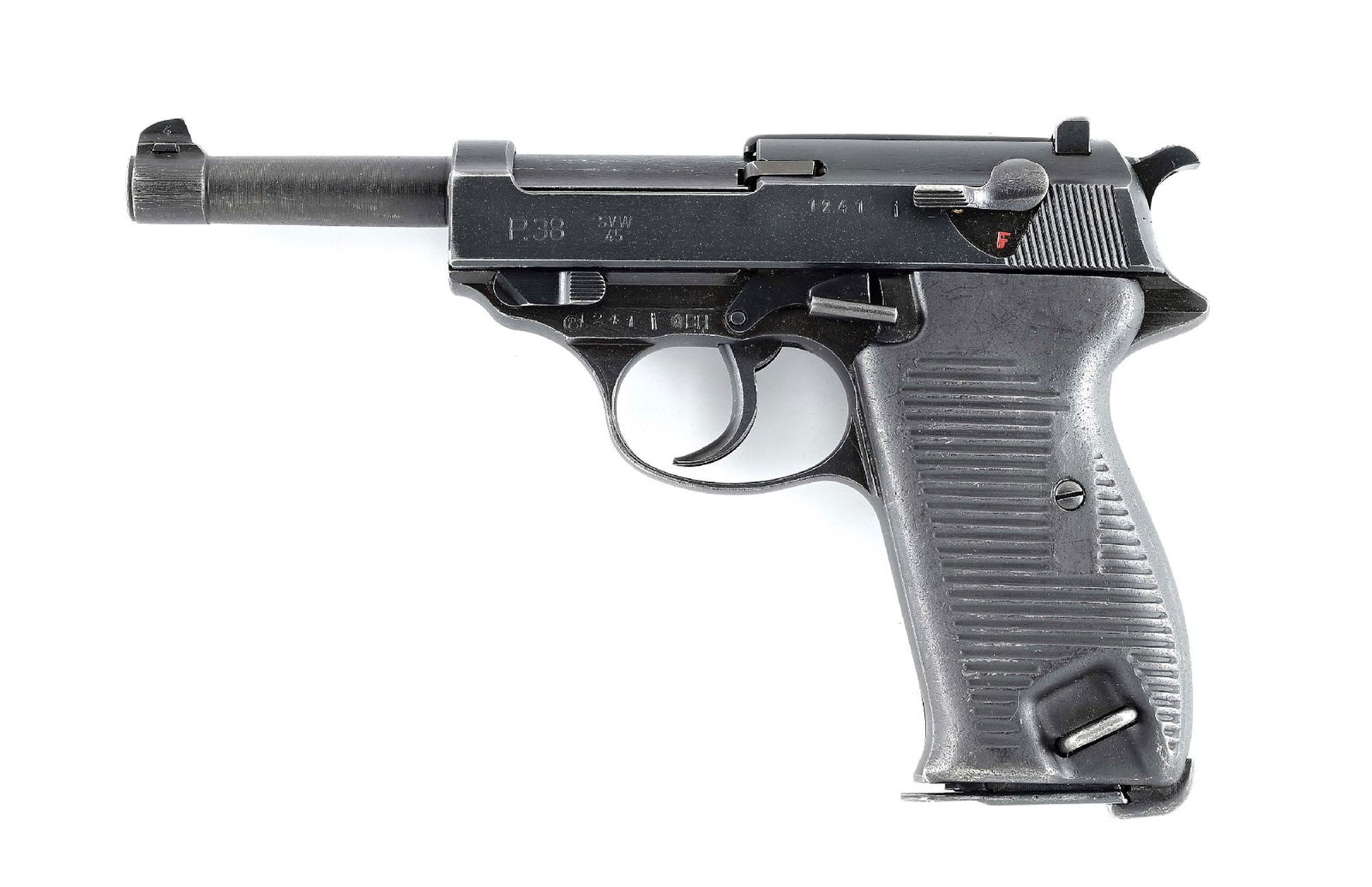 (C) FRENCH OCCUPATION SVW 45 MARKED P 38 "GREY GHOST" SEMI AUTOMATIC PISTOL.: After WWII, the machinery used to produce the P38 was taken to France, where they continued production for a short period. They also had numerous already made German parts that had already been produc