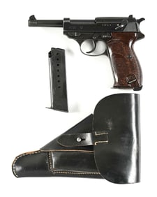 (C) WALTHER BYF FACTORY CODE 44 P38 SEMI AUTOMATIC PISTOL WITH HOLSTER .
