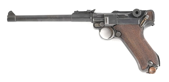 (C) DWM DATED 1917 ARTILLERY LUGER SEMI AUTOMATIC PISTOL.