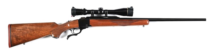 (M) RUGER NO. 1 SINGLE SHOT RIFLE IN .223 WITH LEUPOLD OPTIC.