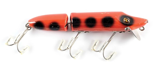 HEDDON JOINTED VAMP IN ORANGE BLACK SPOTS