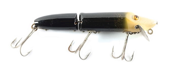 HEDDON SWIMMING VAMP IN BLACK, BLENDED WITH WHITE HEAD
