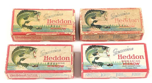 FOUR EMPTY HEDDON UPLEAPING BASS BOXES