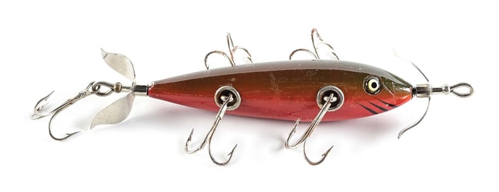 BEAUTIFUL HEDDON 154 MINNOW IN BLENDED RED